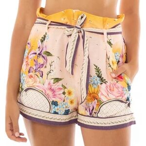 Agua Bendita High Waist Floral Shorts - Pink and Yellow